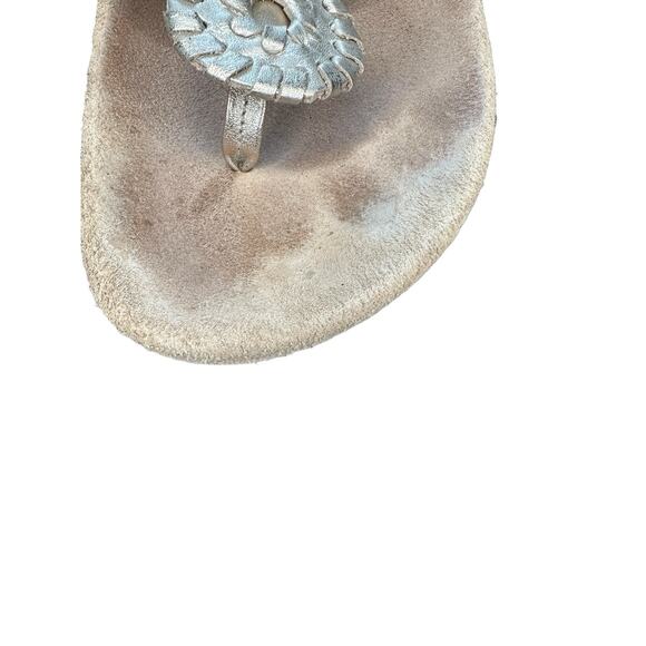 Jack Rogers Gold Metallic Whipstitch Leather Slip On Thong Flat Sandal Size 7 - Picture 6 of 11